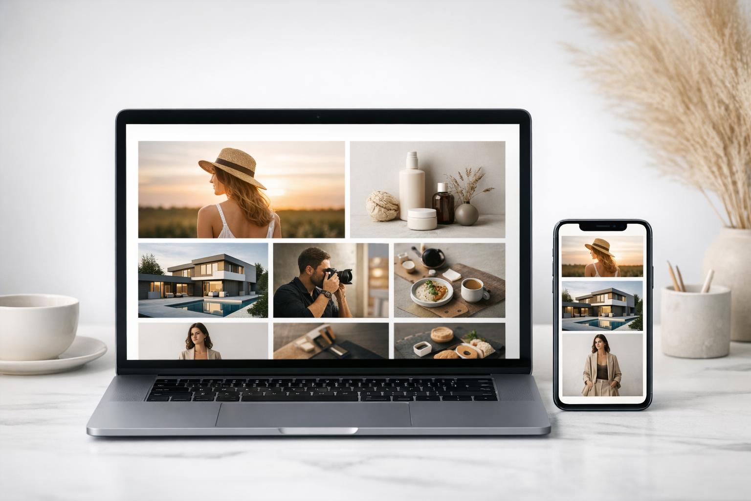 Prezentacja portfolio strony internetowej na laptopie i smartfonie